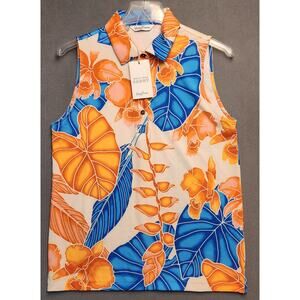 $88 Kenny Flowers the Maui Navy Ladies Golf Polo Top size Medium